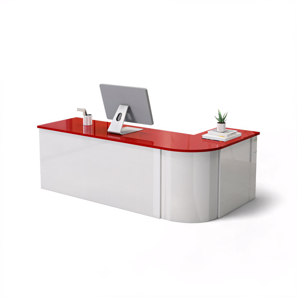 Lacquered Sleek Company With Corner Reception Desk Counter JDT-1091