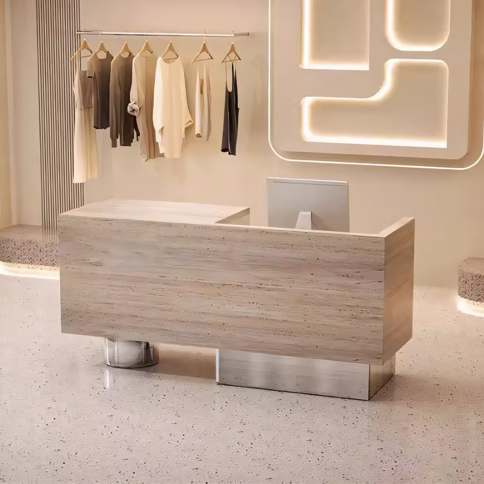 Rectangular Light Luxury Reception Desk with Imitation Stone Grain JDT-2150