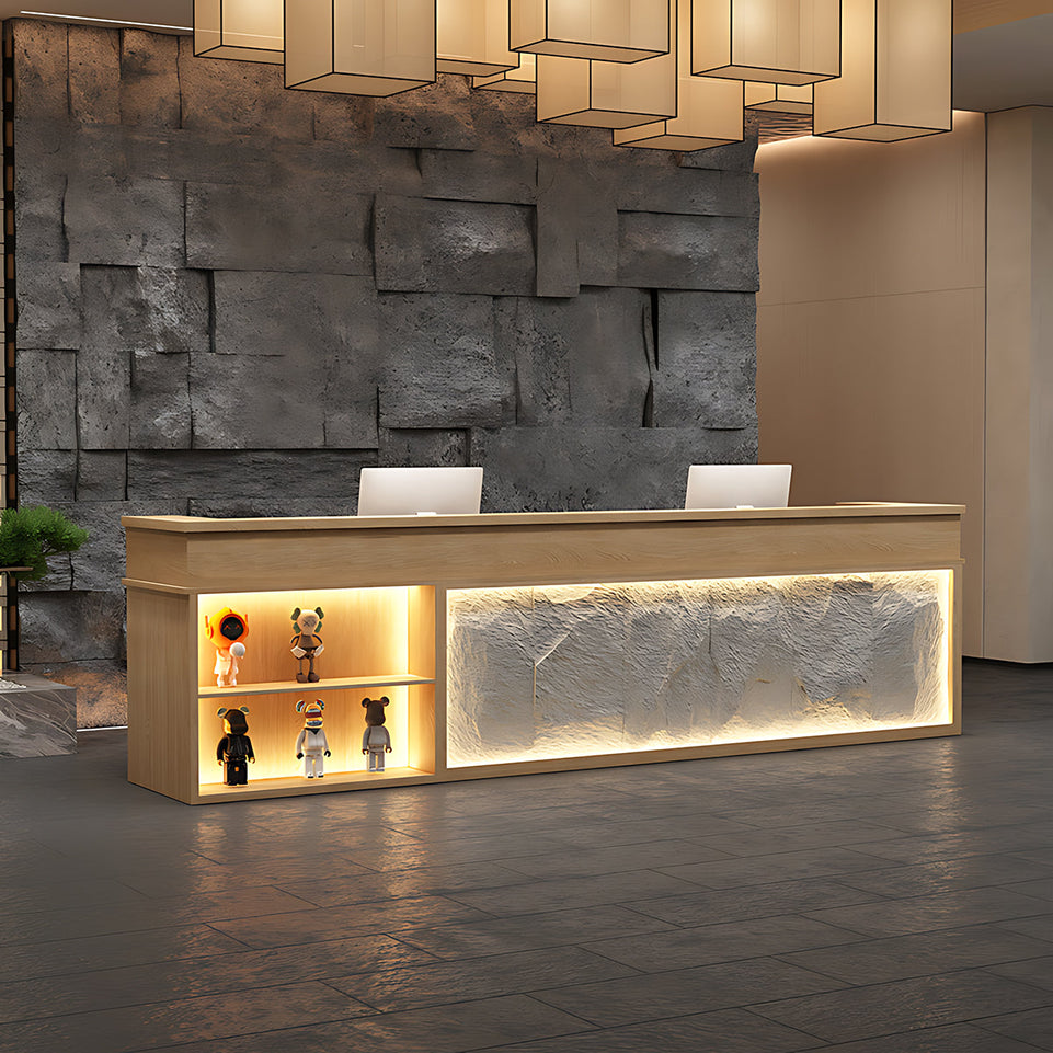 Retro Rectangular Reception Desk with LED Strip Lighting JDT-774