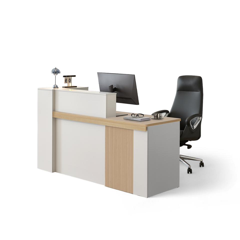 Sleek Reception Desk with LED Strip Lockable Drawers and Cable Grommets JDT-2217