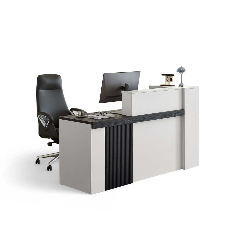 Sleek Reception Desk with LED Strip Lockable Drawers and Cable Grommets JDT-2217
