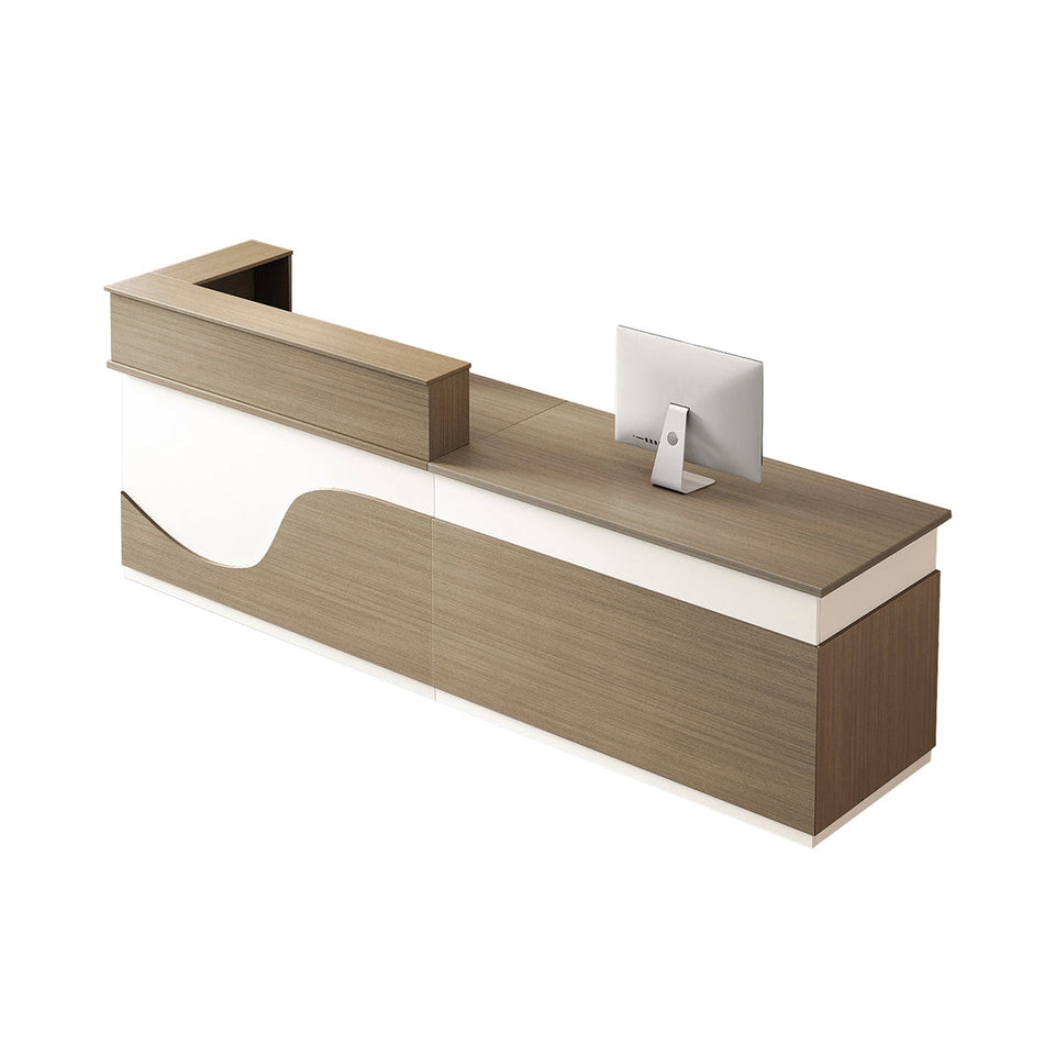 Modern Wood Grain Color Reception Desk with Drawer for Office Front Counter JDT-2192