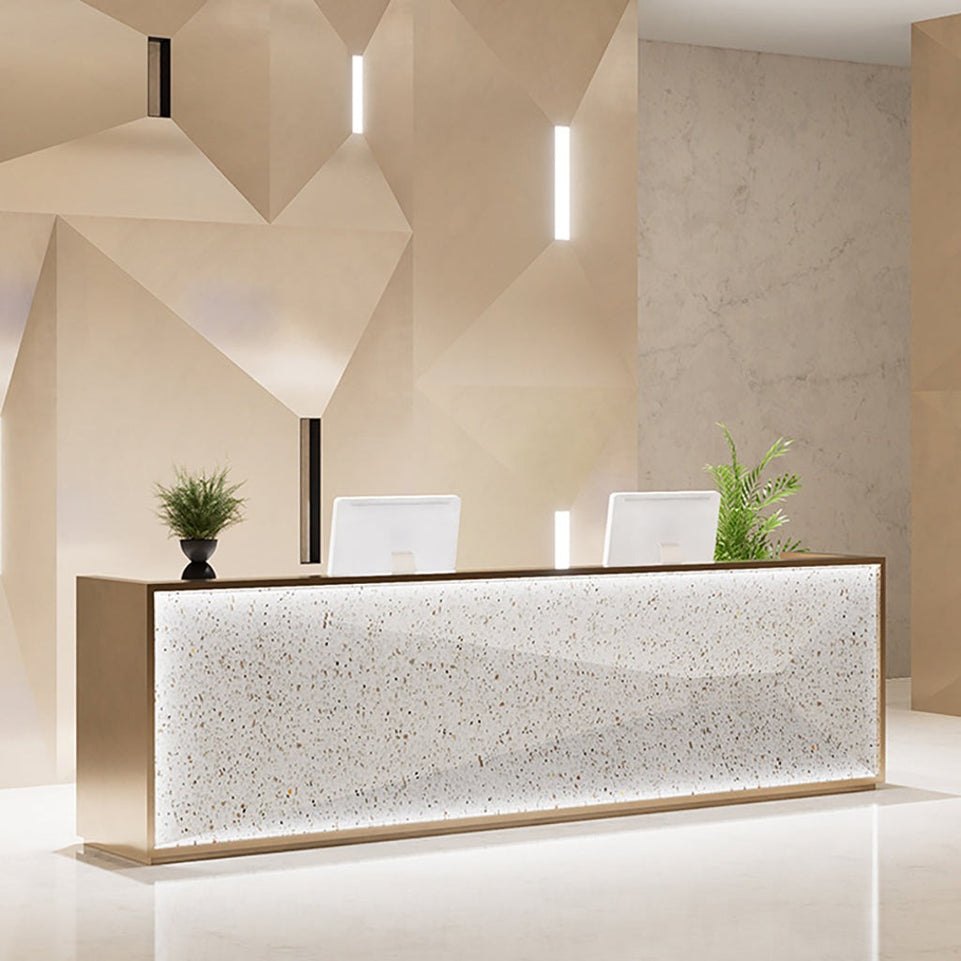 Light Luxury Stylish Stainless Steel Reception Desk JDT-1018