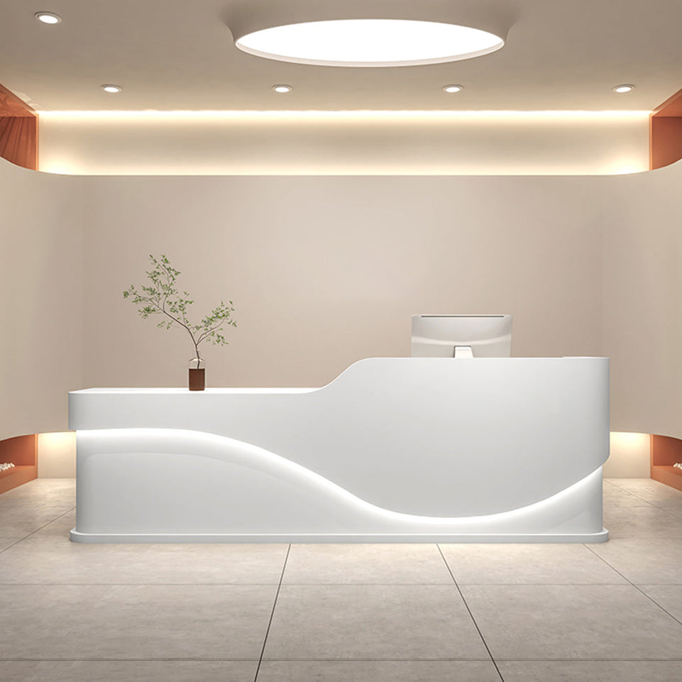 Creamy Style Minimalist Lacquered Salon Store Reception Desk JDT-1044