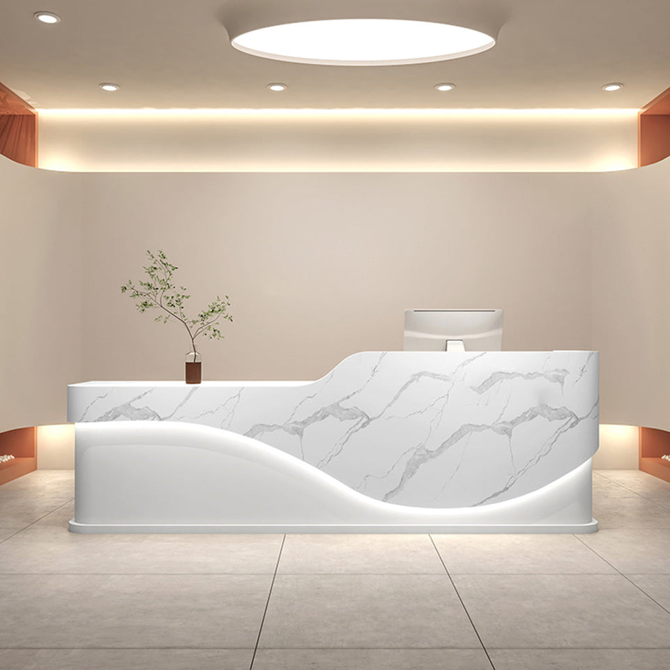 Creamy Style Minimalist Lacquered Salon Store Reception Desk JDT-1044