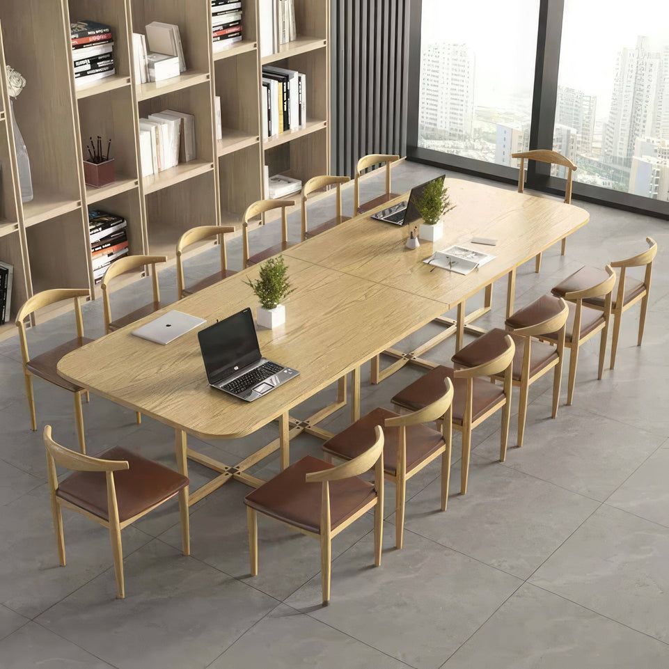 Classic Conference Desk Reading Room Table 14-Seat Set HYZ-1056