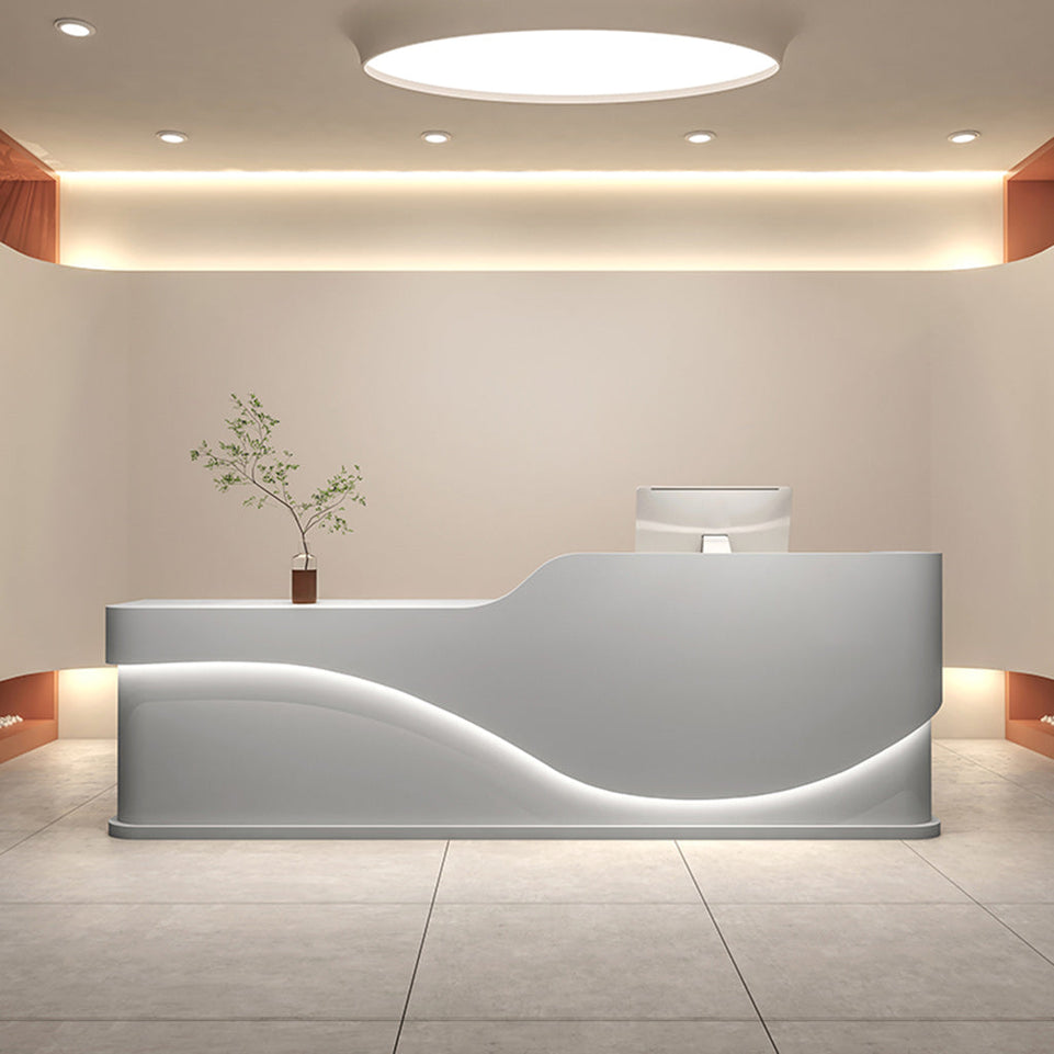 Creamy Style Minimalist Lacquered Salon Store Reception Desk JDT-1044